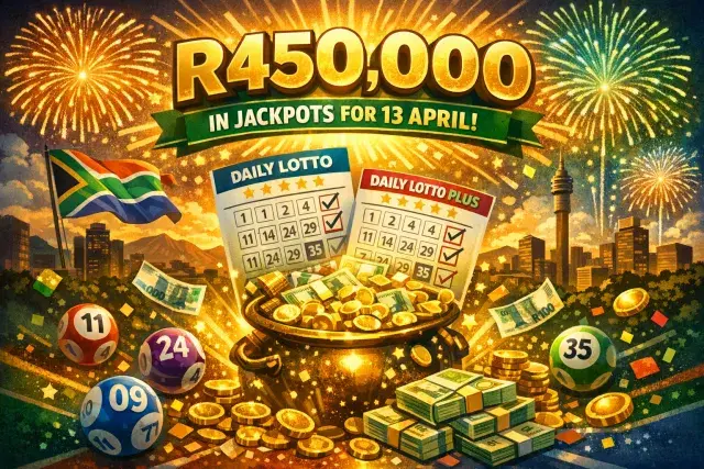 South Africa Daily Lotto Draws R450,000 in Combined Jackpots for 13 April